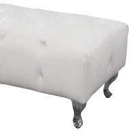 HOMCOM Polsterbank Sitzbank Truhenbank Lounge Retro, Kunstleder+Metall, Weiß, L117xB47xH40cm(m-7)