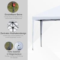 Outsunny Faltpavillon Pop-up Pavillon 6 x 3m Gartenzelt höhenverstellbar UV-schutz mit Tasche Metall-Verstrebungen Weiß(m-5)