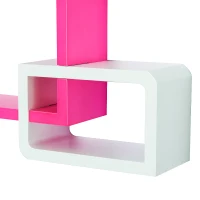 HOMCOM Wandregal Würfelregal Cube Regal mit 3 Fächern MDF Rosa(m-7)