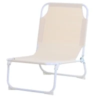 Krzesło kempingowe składane plażowe do ogrodu na balkon Oxford kremowy Outsunny(m-1)