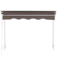 Outsunny Alu Markise Balkonmarkise Klemmmarkise Fallarmmarkise Fenster Sonnenschutz Braun 120 x 70 cm(m-6)