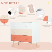 HOMCOM szafka dziecięca z 3 szufladami MDF różowy(m-5)