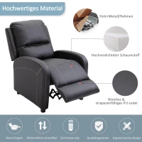 HOMCOM Massagesessel TV-Sessel elektrisch Relaxsessel Wohnzimmersessel 165°-Neigung PU  Metall Schwarz 70 x 88 x 100 cm(m-6)