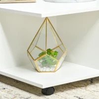 HOMCOM stolik pomocniczy stolik do kanapy z dwiema wysuwanymi szufladami 4 kółka otwarte półki stolik kawowy stolik do salonu nowoczesny prosty płyta wiórowa kolor biały 70 x 70 x 35 cm(m-8)