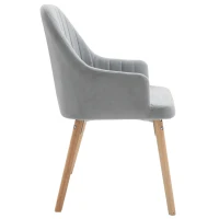 HOMCOM Esszimmerstühle, 2er Set, Küchenstuhl, Schaumstoff, Metall, Kautschuk, Hellgrau, 54,5 x 59 x 85,5 cm(m-5)