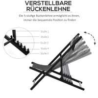 Outsunny Zweiteiliges Klappstuhl-Set Klappbarer Gartenstuhl Alu Schwarz(m-5)