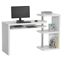 HOMCOM® Eckschreibtisch Computertisch PC-Schreibtisch mit Regal Bürotisch L/I-Form Weiß(m-1)