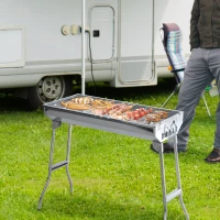 Outsunny Portable Stainless-steel Charcoal BBQ Folding Grill for Picnic Garden Camping and Outdoor Use(m-2)