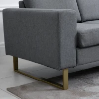 Homcom sofa 3-osobowa tapicerowana meble do siedzenia podłokietniki len ciemnoszary 200 x 82 x 78 cm(m-9)