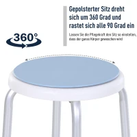 HOMCOM® Taboret Prysznicowy Kąpielowy Obrotowy Antypoślizgowy Regulacja Wysokości Aluminium Niebieski(m-4)