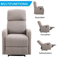 HOMCOM Relaxsessel Liegesessel Couch-Sessel Liegen Neigungswinkel 168 ° leinen Grau 66 x 83 x 107 cm(m-4)