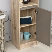 HOMCOM Regał łazienkowy, szafka łazienkowa, szafka kuchenna, 2 szafki, 2 otwarte półki, płyta wiórowa + MDF, 30 x 24 x 170 cm(m-9)