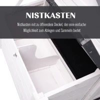 PawHut Hühnerstall mit Nistkasten, Laufstall Auslauf Geflügelstall mit Stange Massivholz Weiß 168 x 80 x 111 cm(m-5)