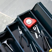 Skrzynka na Narzędzia DURHAND z 3 Poziomami i 5 Składanymi Przegrodami, Ciemnozielona(m-9)