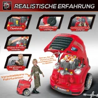 HOMCOM Motor Werkstatt 61-teilig 3-5 Jahren Rot+Schwarz(m-7)