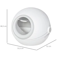 PawHut Katzentoilette mit Deckel Katzentoilette Katzenklo mit Haube Bodenschale Schaufel Flip-Top PP ABS Weiß+Grau 53,5 x 51 x 46,5 cm(m-3)