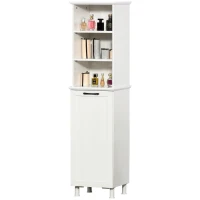 HOMCOM® Badezimmerschrank Badschrank Highboard mit Wäschekorb Regale Ungewebter Stoff(m-1)