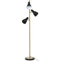 HOMCOM Stehlampe mit 3 Leuchten, Stehleuchte mit Verstellbaren Schirmen, Standleuchte E27, Metall, Bronze, 32 x 32 x 150cm(m-1)