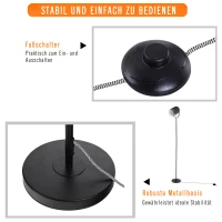 HOMCOM Stehleuchte Stehlampe E27-Fassung neben Sofa 90° verstellbar Metall Schwarz 25,5 x 20 x 155 cm(m-6)