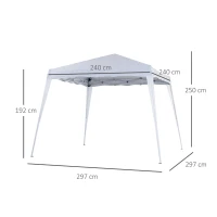 Outsunny 3 M x 3 M Base/ 2.5 M x 2.5 M Top Pop Up Gazebo with Carry Bag, Height Adjustable Slant Leg Party Tent Instant Event Shelter for Garden, Patio, White(m-3)