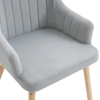 HOMCOM Esszimmerstühle, 2er Set, Küchenstuhl, Schaumstoff, Metall, Kautschuk, Hellgrau, 54,5 x 59 x 85,5 cm(m-10)