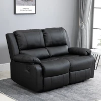 HOMCOM Doppelsofa Relaxliege Relaxsessel verstellbare Rückenlehnen PU Schwarz 141,5x 95 x 94,5 cm(m-2)