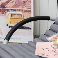 Outsunny Orbital Rocking Chair Folding Lounger Anti-drop with Mat Removable Design 2 in 1 145x74x86cm Black Grey(m-9)