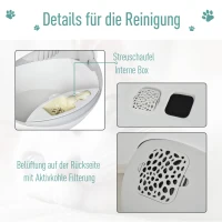 PawHut Katzentoilette mit Deckel Katzentoilette Katzenklo mit Haube Bodenschale Schaufel Flip-Top PP ABS Weiß+Grau 53,5 x 51 x 46,5 cm(m-6)