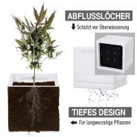 Outsunny 2tlg. Hochbeet für Balkon und Garten Pflanztopf aus PP, Weiß, 30 x 30 x 29 cm(m-4)
