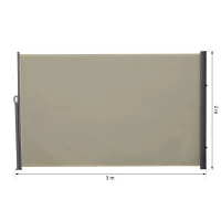 Outsunny Seitenmarkise, Sicht- und Sonnenschutz, Seitenrollo, Polyester, Beige, 3 x 2 m(m-3)