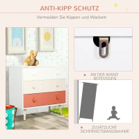 HOMCOM szafka dziecięca z 3 szufladami MDF różowy(m-6)