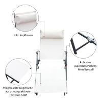 Outsunny ligbank strandbed ligbank voor buiten relax ligbed inklapbaar met kussen strand metaal + stof crèmewit 137 x 63,5 x 100,5 cm | Aosom.nl(m-4)