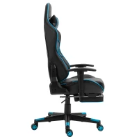 Vinsetto Gamingstuhl mit Kopfstütze Lendenkissen Bürostuhl mit Fußstütze höhenverstellbarer Schaumstoff Nylon Kunstleder Schwarz+Blau 72 x 77 x 128-138 cm(m-5)