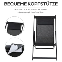Outsunny Zweiteiliges Klappstuhl-Set Klappbarer Gartenstuhl Alu Schwarz(m-7)