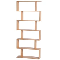 HOMCOM regał na książki, regał ścienny, przegroda z 6 półkami, regał stojący, regał na dokumenty(m-4)