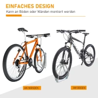 HOMCOM Fahrradparker Fahrradständer Mehrfachständer Bügelparker Boden- und Wandmontage Stahl Silber 5 Fahrräder 29 x 32,5 x 8,2 cm(m-4)