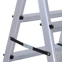 HOMCOM Trittleiter 4 Stufen | Aluminium | 81 x 42 x 72 cm | Silber(m-9)