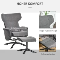 HOMCOM Liegesessel mit Fußstütze Ottomane Grau(m-7)