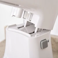 HOMCOM 2 in 1 Handrührer elektrisches Handmixer-Set mit Tischständer 3,4-Liter-Rührschüssel 300W 6 Geschwindigkeiten inklusive Turbo Stahl Weiß 30,5 x 21,8 x 35,4 cm(m-10)