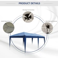 Outsunny Pop Up Gazebo 3 x 6m, Foldable Canopy Tent with Carrying Bag for Outdoor Garden Patio Party, Blue(m-5)