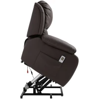 HOMCOM Massagesessel Sessel mit Aufstehhilfe, Relaxsessel, Fernsehsessel mit Massagefunktion, TV Sessel mit Aufstehhilfe, Liegefunktion, Stahl Kunstleder Schaumstoff, Braun, 92 x 92,5 x 101 cm(m-6)