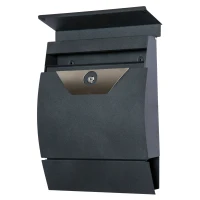 HOMCOM Briefkasten Postkasten Wandbriefkasten mit Zeitungsfach abschließbar 2 Schlüssel Stahl Grau 35 x 9,5 x 44,5cm(m-1)