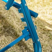 Outsunny Kinder Sonnenliege 180° verstellbar Strandliege Gartenliege Relaxliege Klappbar für 2-6 Jahre Metall Polyester Blau+Grün 118 x 40 x 24 cm(m-7)