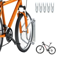 HOMCOM Fahrradparker Fahrradständer Mehrfachständer Bügelparker Boden- und Wandmontage Stahl Silber 5 Fahrräder 29 x 32,5 x 8,2 cm(m-7)