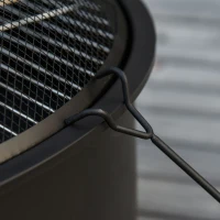 Outsunny Misa paleniskowa 2 w 1 Kosz paleniskowy z ochroną przed iskrami ruszt do grilla Grill ogrodowy(m-8)