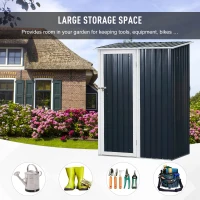Outsunny Corrugated Steel Single Door Storage Garden Shed Outdoor Equipment Tool Sloped Roof - Grey(m-6)