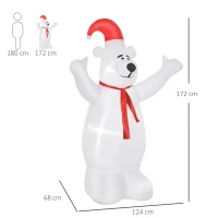 Nadmuchiwany świąteczny niedźwiedź polarny świąteczna dekoracja 1,72 m 190T poliester(m-3)