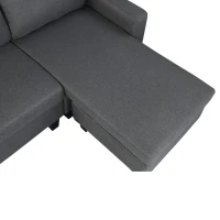 HOMCOM Ecksofa Stoffsofa Eckcouch Couchgarnitur mit Chaiselongue L-Form Leinen Grau(m-8)