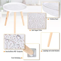 HOMCOM® Stolik Kawowy Nocny Podwyższona Krawędź Lite Drewno Płyta MDF Biały(m-5)