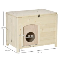 Składany wewnętrzny domek dla zwierząt domowych PawHut kuweta ogrodzenie buda dla psa naturalne lite drewno 78 x 51 x 62 cm(m-3)